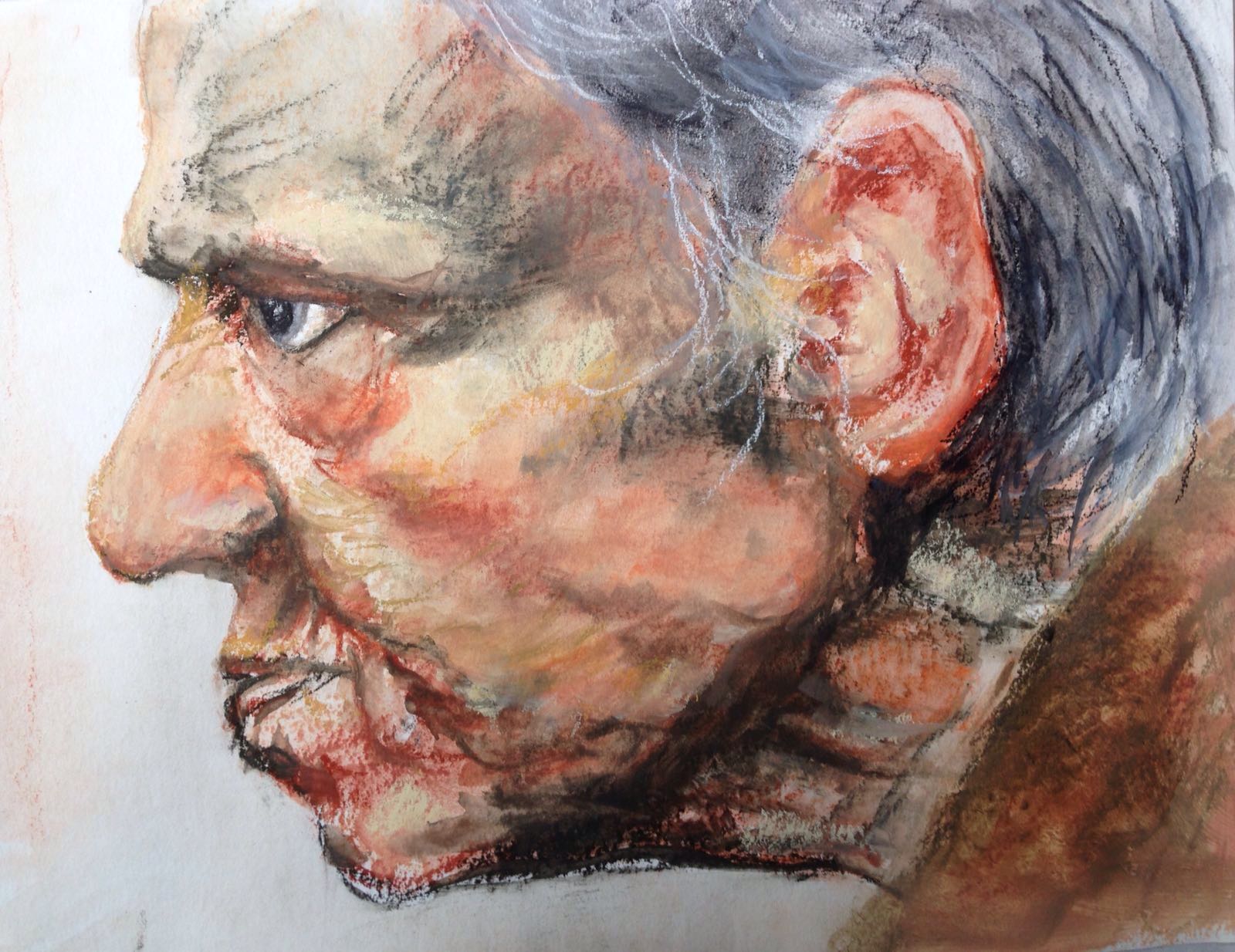 33-Angry old man/wet pastel/30x40cm